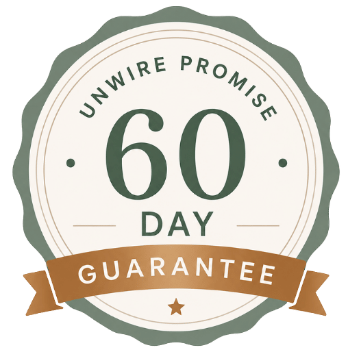 Unwire Promise 60 Day Guarantee badge on a transparent background